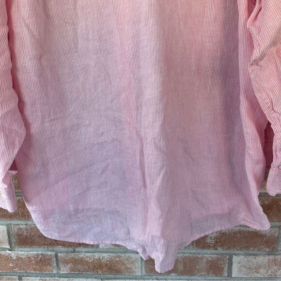 Vineyard Vines 100% Linen Button Down Shirt Oversized Men’s XL Pink White Stripe - Picture 8 of 8
